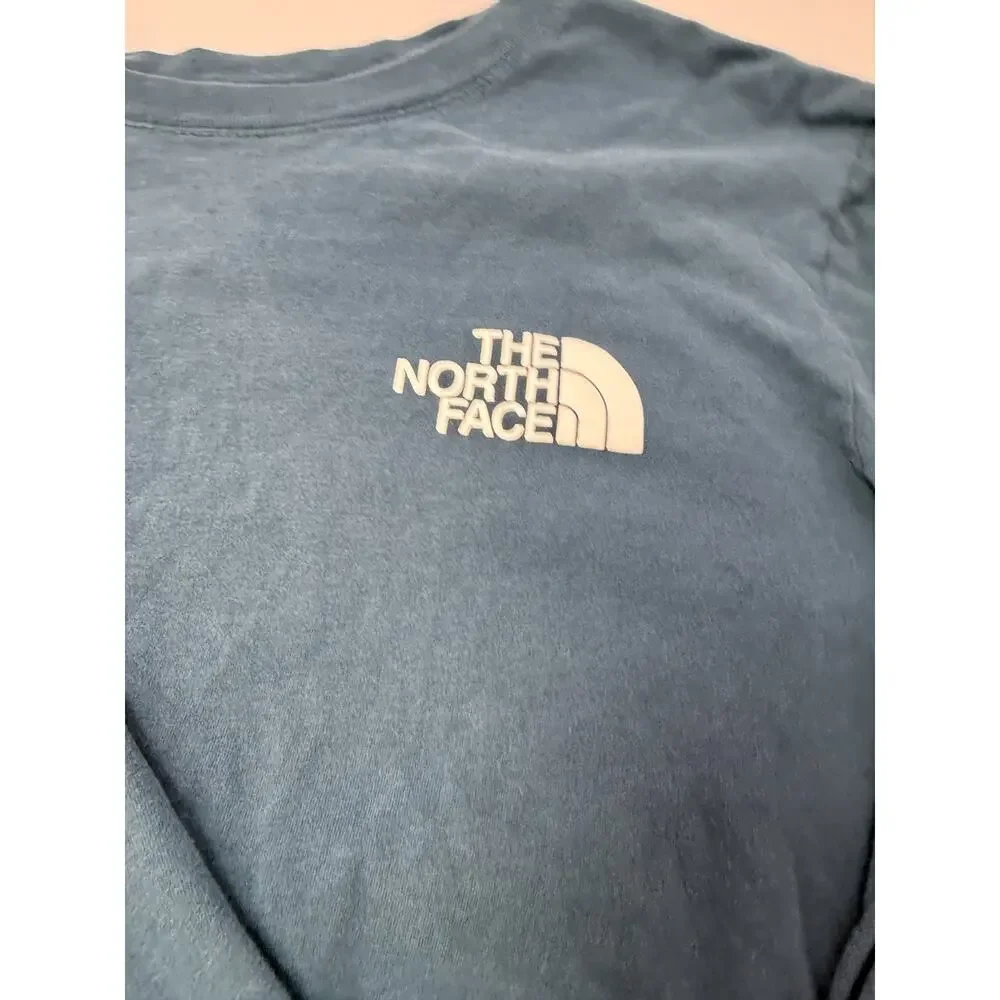 The North Face Blue Long Sleeve Logo Graphic Tee Outdoor Casual Shirt M